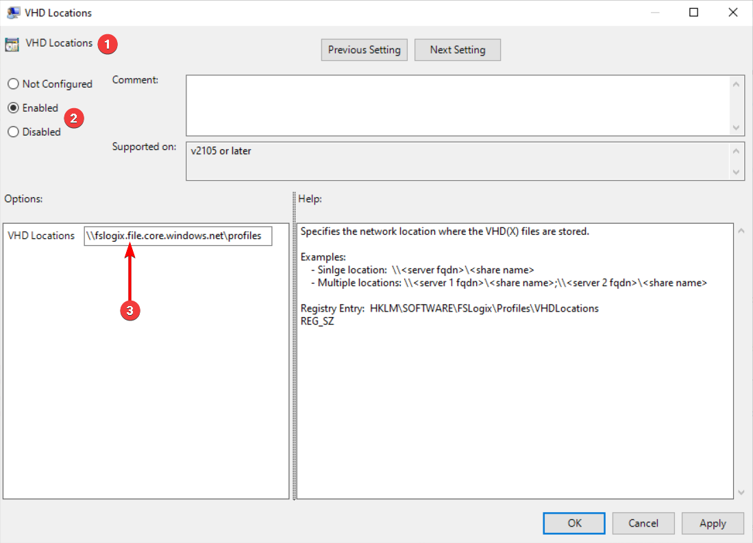 habilitar la configuración de GPO para FSLogix