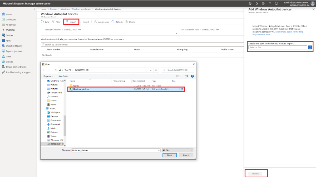 Use el comando Importar para importar el hash de hardware.