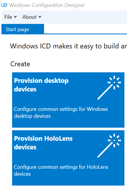 Selección del aprovisionamiento de HoloLens.