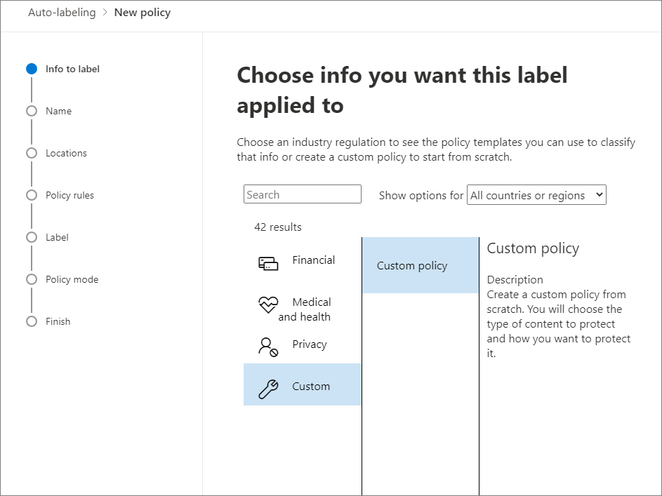 Configuración de Nueva directiva para el etiquetado automático.