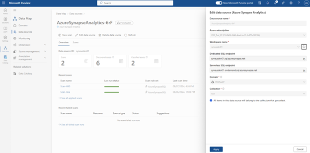 Captura de pantalla de la configuración del examen del mapa de datos.