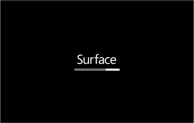 Firmware táctil de surface con barra de progreso gris.