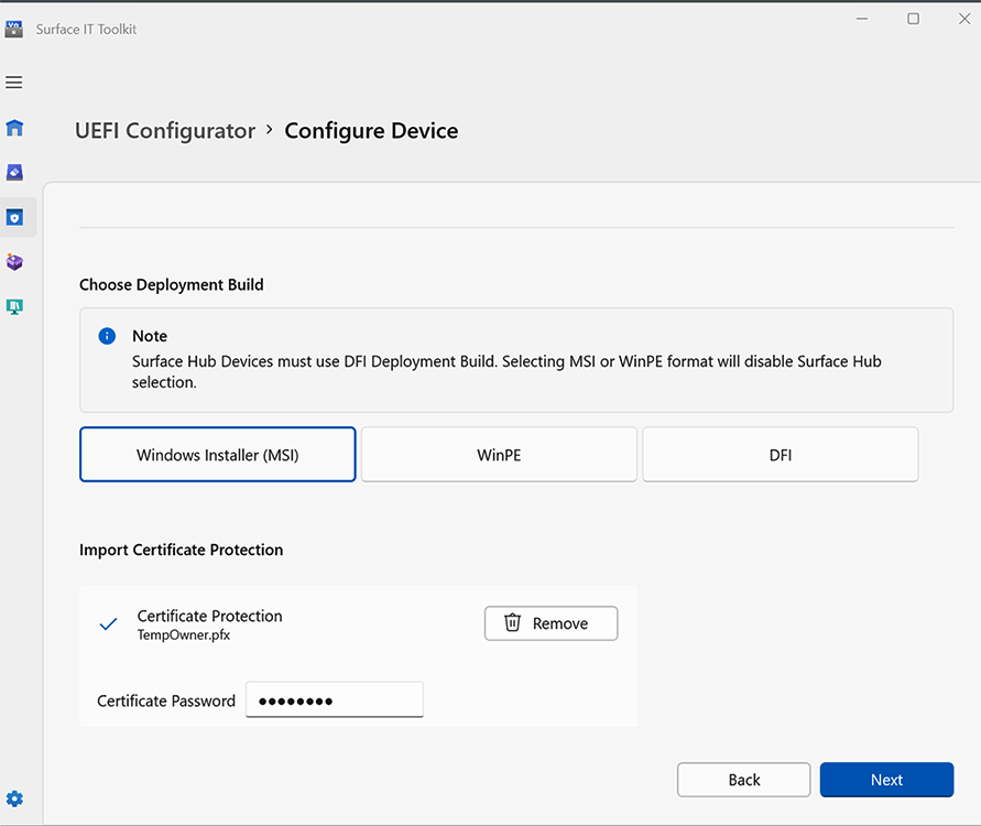 Captura de pantalla de la configuración de UEFI.