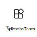 Captura de pantalla del icono de aplicación de Teams con un vínculo para obtener más información.