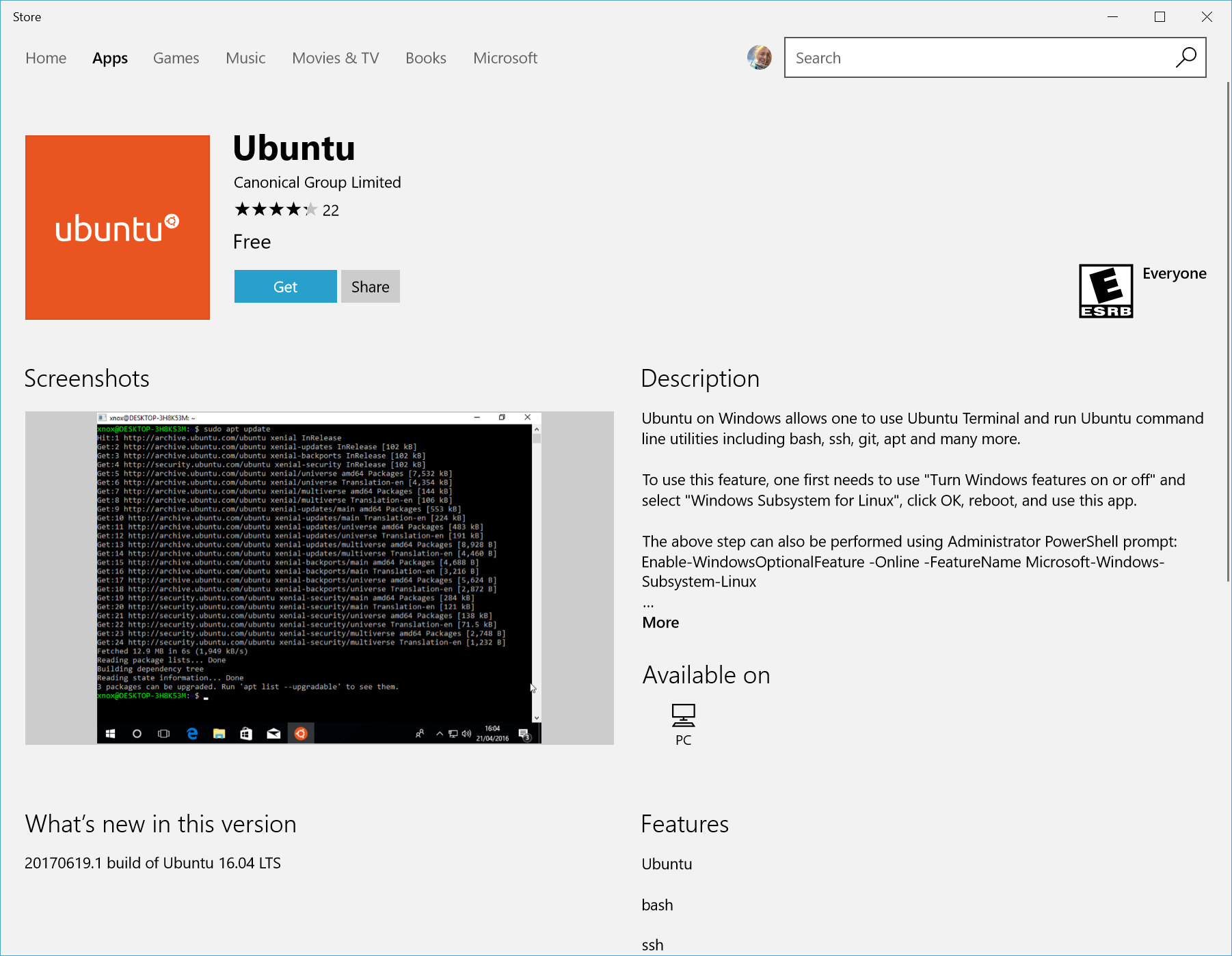 Distribuciones de Linux en Microsoft Store