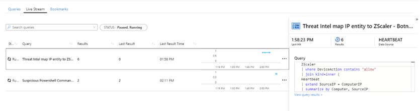 Creación de una sesión de Live Stream desde una consulta de búsqueda de Microsoft Sentinel