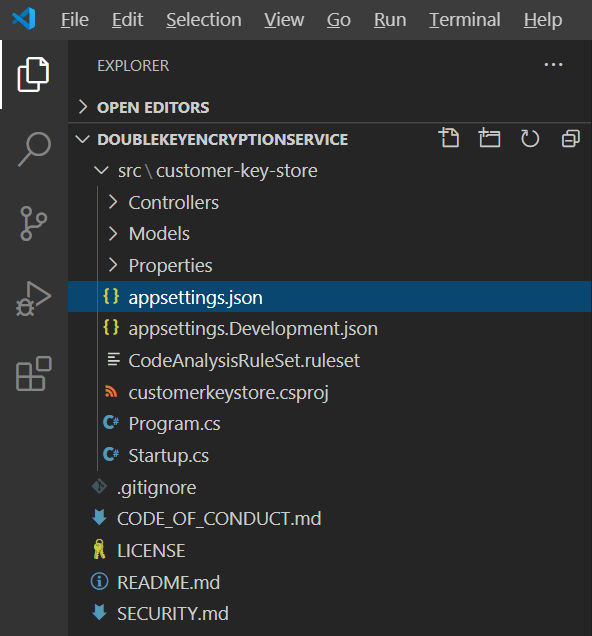 Buscar el archivo appsettings.json para DKE.