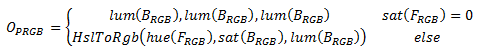 fórmula matemática para un efecto de combinación de matiz.