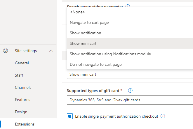 Exemple d’options de configuration Ajouter un produit au panier dans le générateur de site