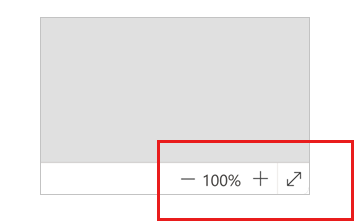 Capture d’écran des options de zoom avant ou arrière, ou plein écran.