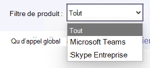 Capture d’écran : montre les options de contrôle Filtre de produit.