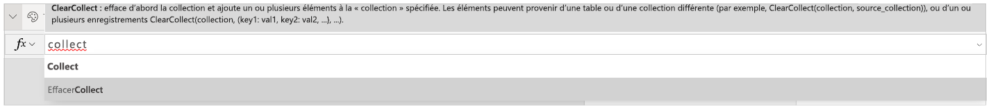 Fonction dans la barre de formule.