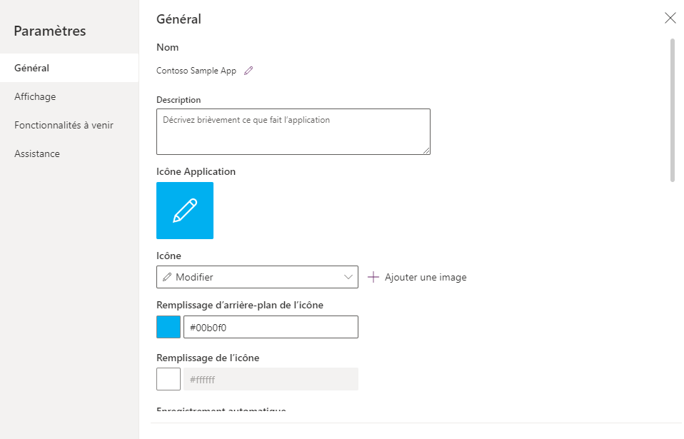 Modifier l’icône et la description de l’application.