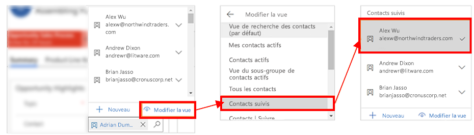 Modifier la vue des types de contacts.