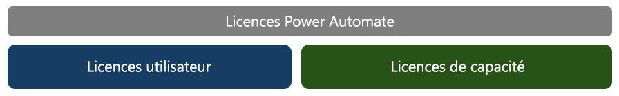 Capture d’écran des licences Power Automate.