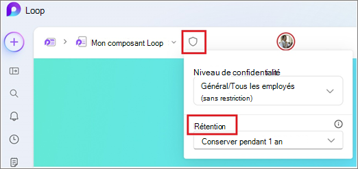 Menu Appliquer une étiquette affiché dans l’application Loop.