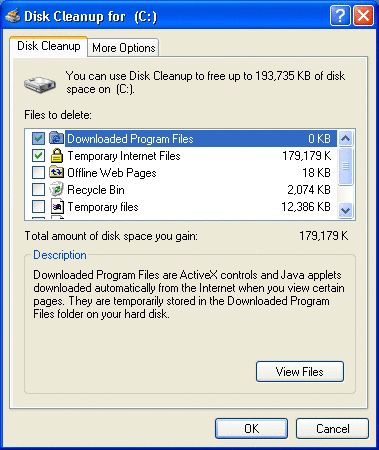 Capture d’écran de la boîte de dialogue propre haut