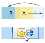 figure du bouton de barre des tâches déplacé vers une nouvelle position 