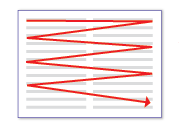 figure de flèche rouge dans le modèle de lecture zigzag 