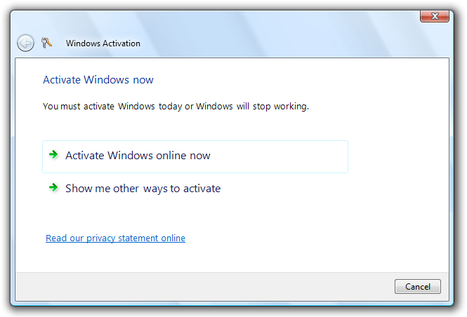 des options d’activation de Windows 