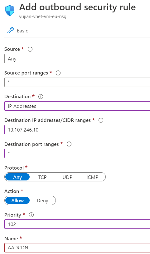 Capture d’écran montrant la règle de réseau de distribution de contenu Microsoft Entra.