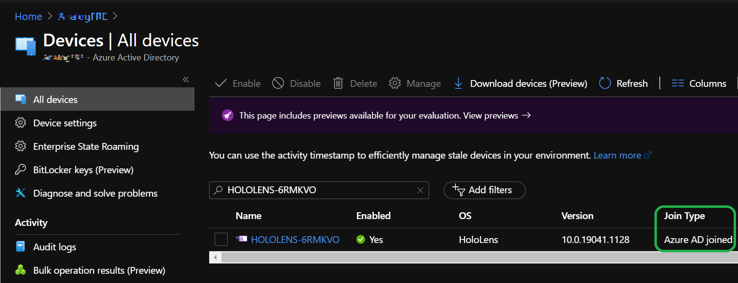 Vérifiez le type de jointure dans Microsoft Entra ID.