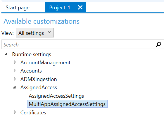 sélectionnez MultiAppAssignedAccess.