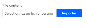Capture d’écran de la zone d’importation Contenu du fichier
