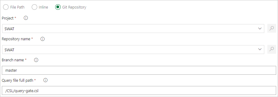 Capture d’écran montrant l’option fichiers de contrôle de code source Git.