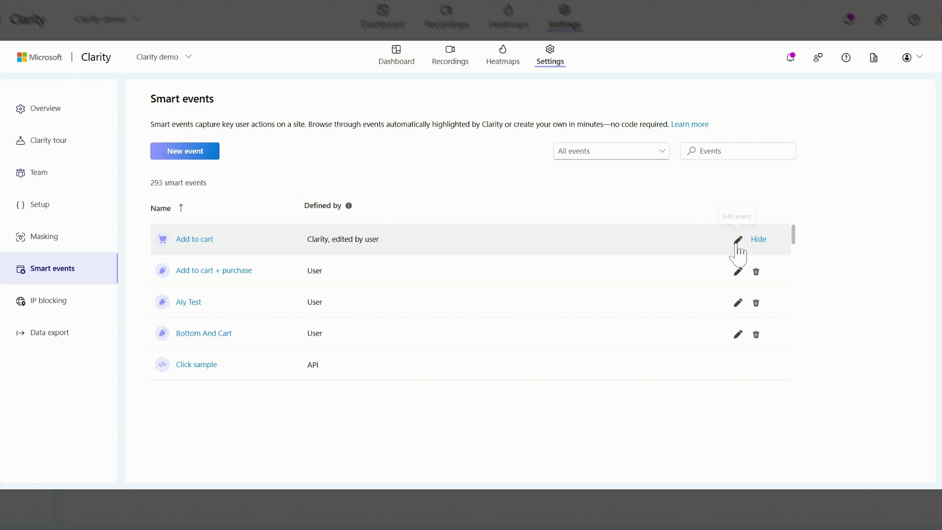 Edit automatic events in SDK.