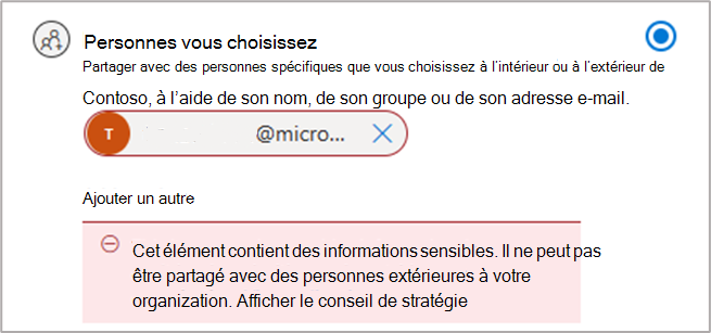 Conseil de stratégie DLP lors du partage.