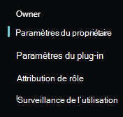 Capture d’écran des options du menu propriétaire.