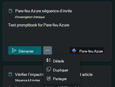 Capture d’écran des options du promptbook.