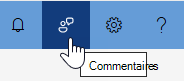 Capture d’écran du menu du portail, mettant en surbrillance l’icône de commentaires