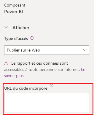 URL du code d’intégration.