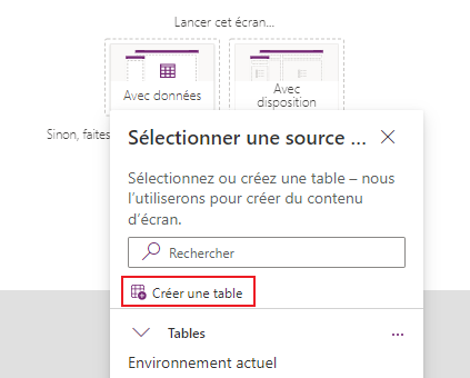 Créer votre première table.