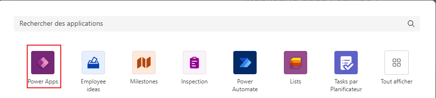 Ajoutez l’onglet PowerApps.