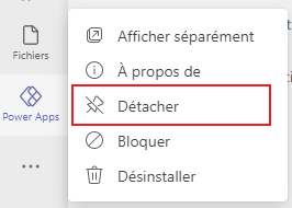 Désépingler l’application Power Apps.