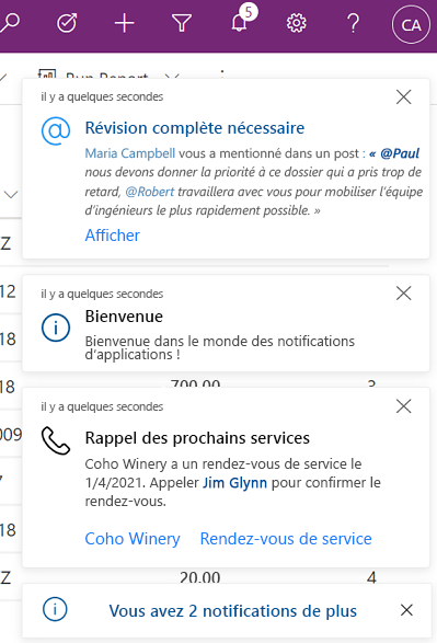 Exemple sur la façon dont les notifications toast apparaissent.