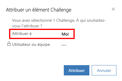 Sélectionnez Moi pour attribuer la ligne à vous-même.