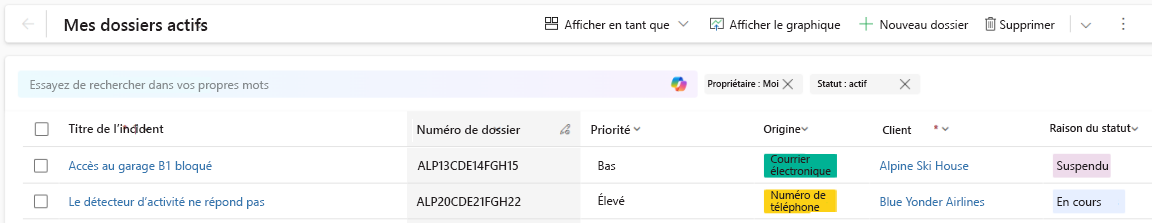 Une capture d’écran de la boîte de recherche en langage naturel sur la page grille