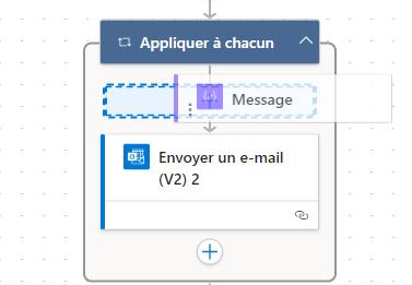 Capture d’écran d’une carte d’action et d’une zone de dépôt.