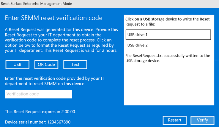 Enregistrez une demande de récupération sur un lecteur USB.