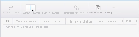 Capture d’écran montrant le bouton permettant d’ajouter un message dans la file d’attente.