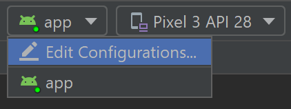 Menu Configuration d’exécution d’Android Studio