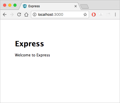 Recorte de pantalla de una aplicación Express en ejecución.