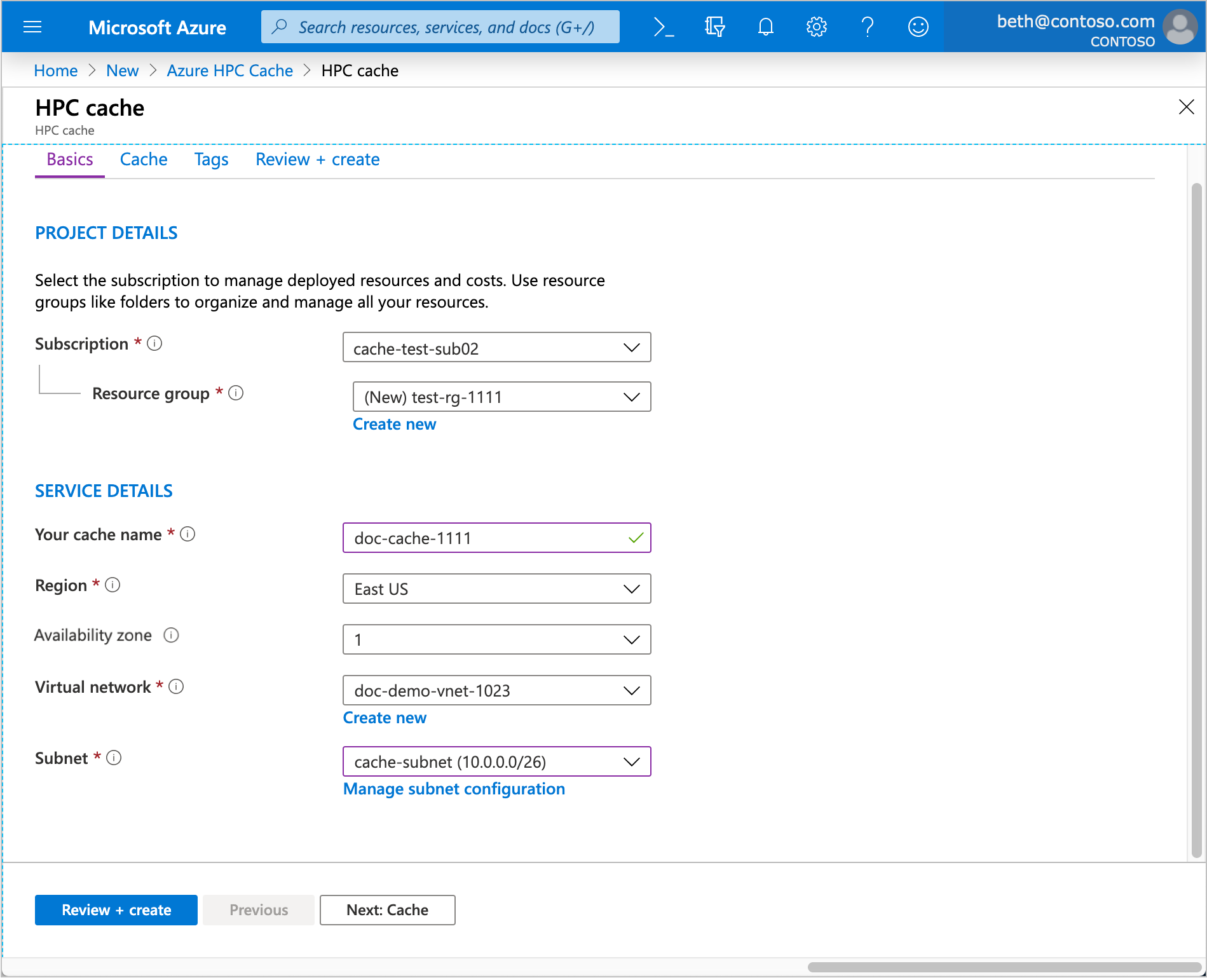 Képernyőkép az Azure Portal projektinformációs oldaláról.