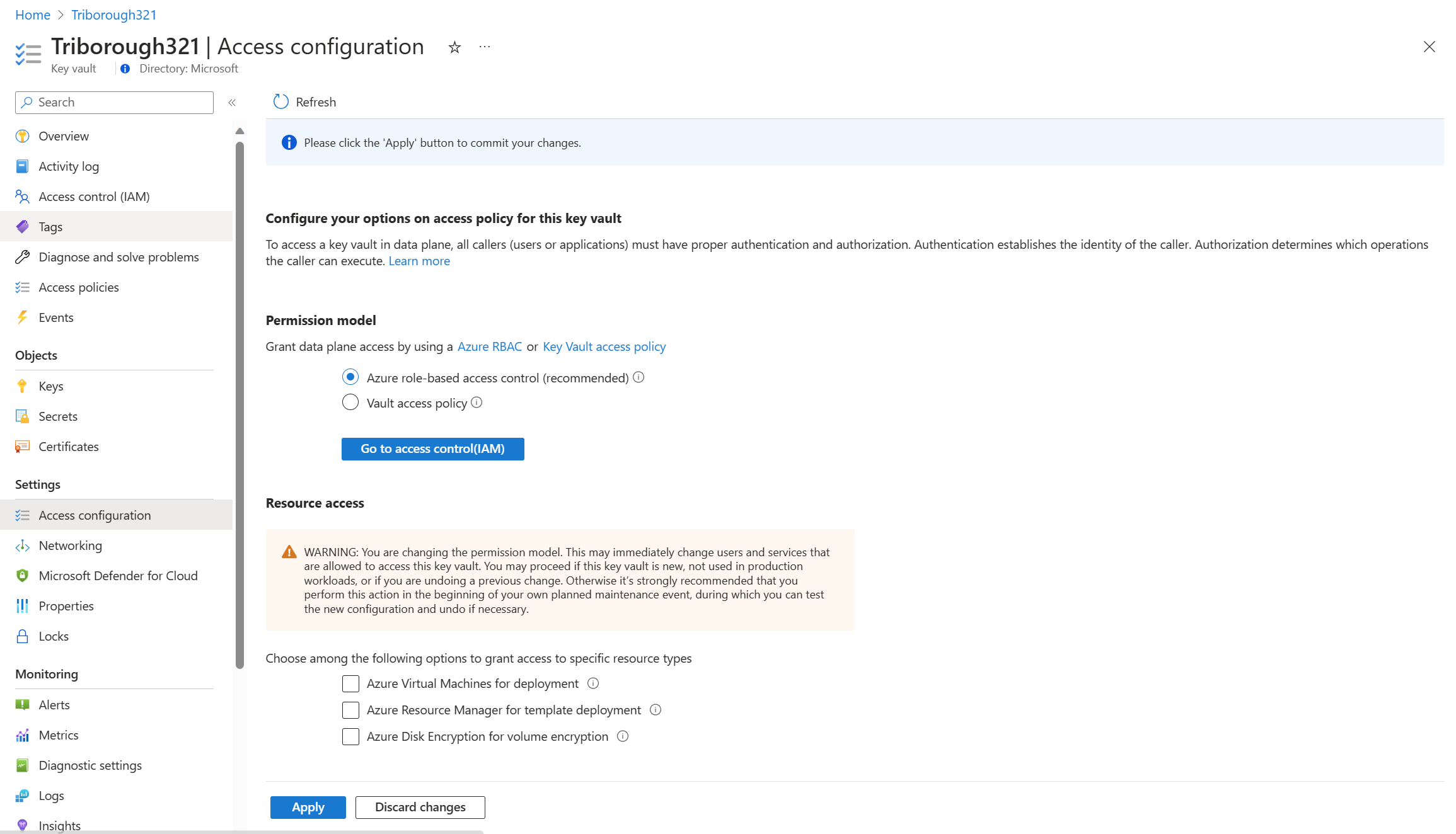 Azure RBAC-engedélyek engedélyezése – meglévő tároló