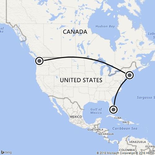 A map that demonstrates using the push points (pp) parameter with a curved line between push points.