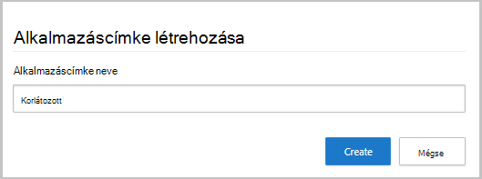 egyéni alkalmazáscímke létrehozása.